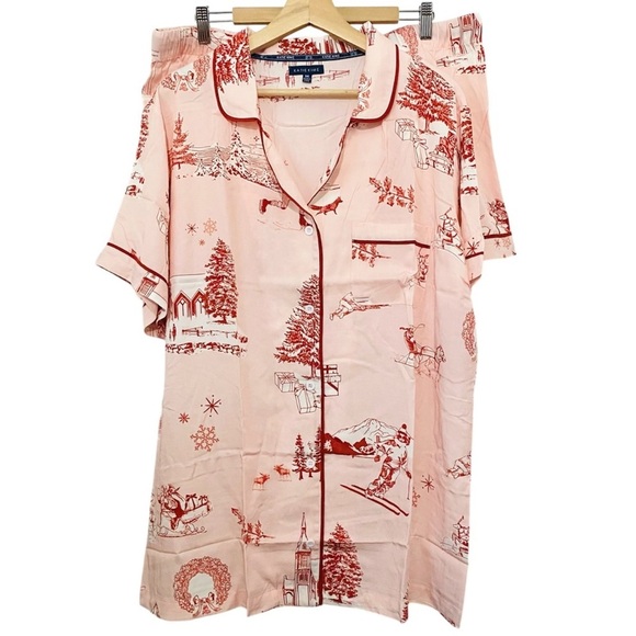 Katie Kime New Holiday Toile Pajama Short Set PJ’s Vintage Retro Size 3XL / 2XL - Picture 7 of 16
